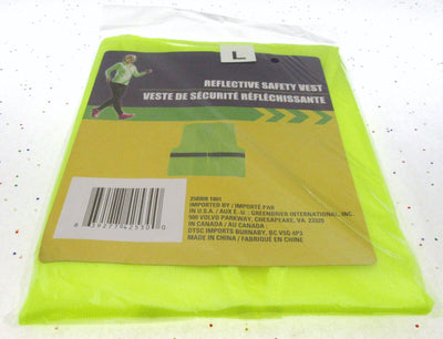 Reflective Safety Vest Bright Yellow ~ Size Large ~ Breathable Material
