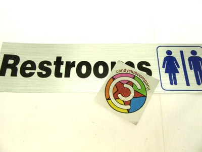 Restrooms Self Adhesive Metal Sign