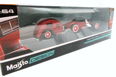 Maisto Die Cast ~ 1929 Ford Model A & Travel Trailer ~ 1:64 Scale