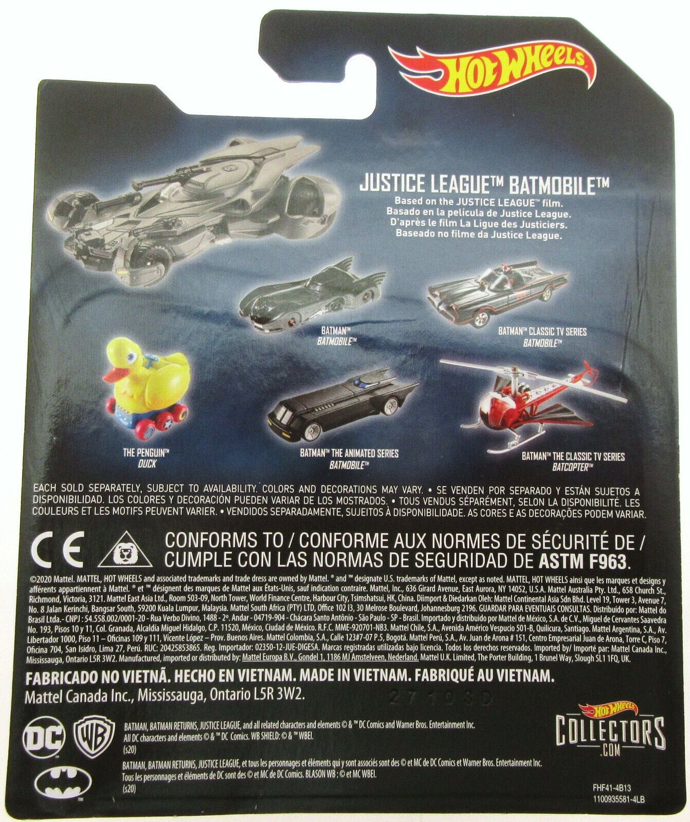 Batmobile ~ Batman Diecast ~ Justice League ~ Hot Wheels