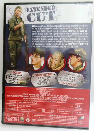 Stripes ~ Bill Murray ~ 1981 ~ Extended Cut ~ War Comedy Movie ~ New DVD