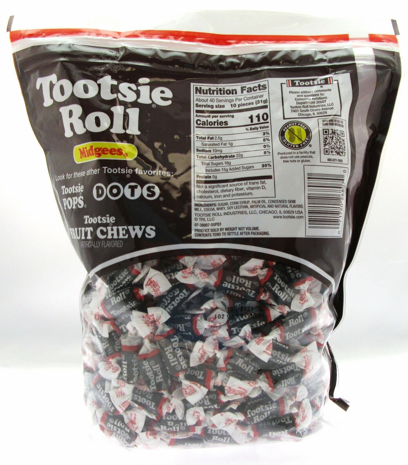 Tootsie Roll Original Midgees ~ 400 pieces ~ Chews Candy ~ 43.1oz Resealable Bag