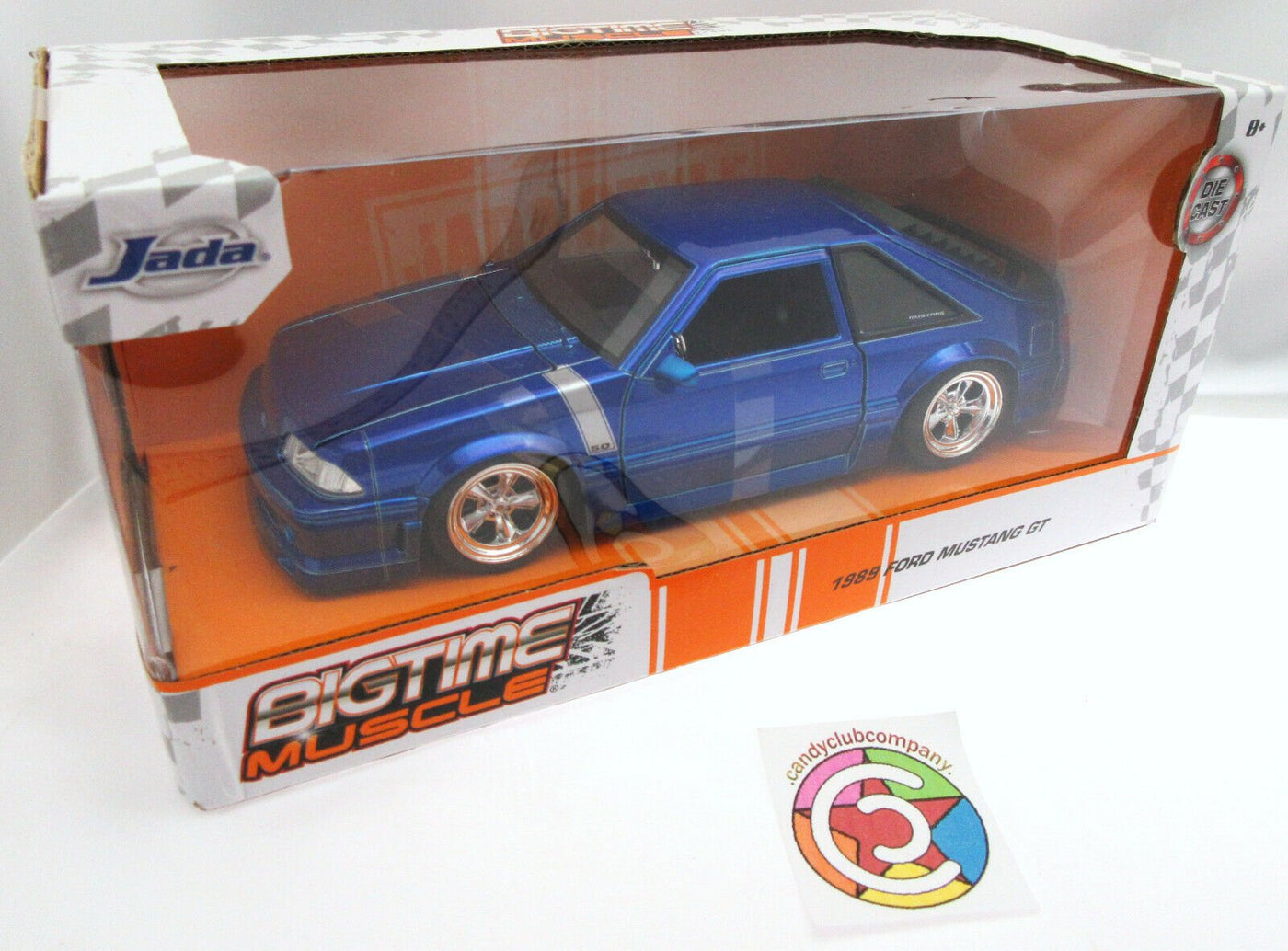 1989 Ford Mustang GT ~ Die Cast Car ~ Bigtime Muscle ~ Blue ~ 1:24