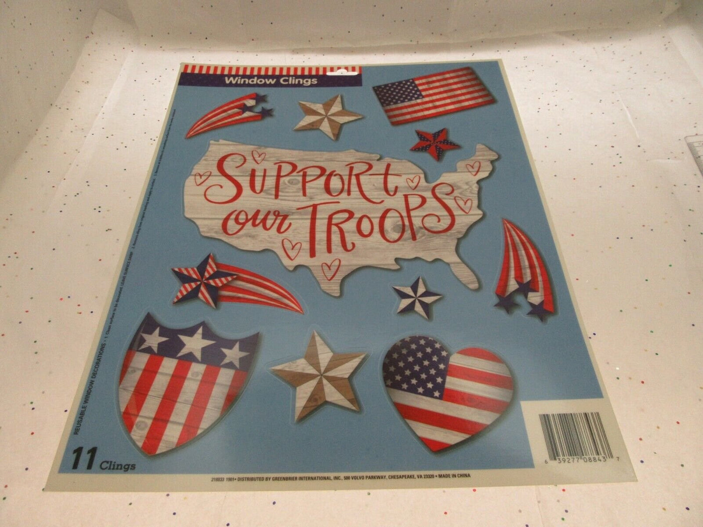 Window Clings Patriot ~ Stars ~ Heart ~ Support our Troops ~ Flag ~ Patriotic