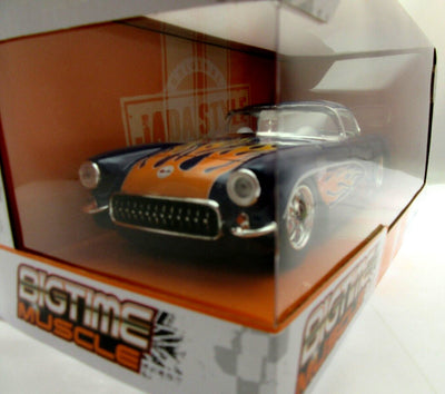 1957 Chevrolet Corvette Blue with Flames Metal Die Cast Car   1:24