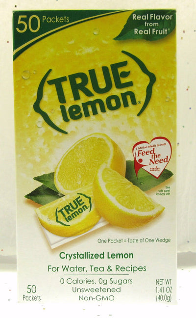 True Lemon ~ Crystallized Lemon ~  Real Flavor From Real Fruit ~ 50 Packets