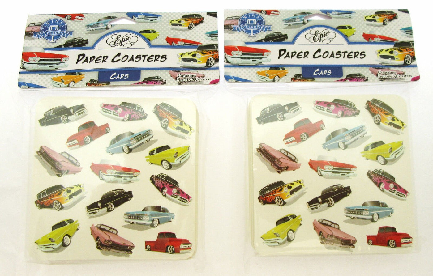1950s Theme Car ~ 25 Bar Drink Paper Coasters ~ Lot of 2