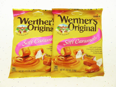 Werther's Soft Caramels 4.51oz Bag Chews Pink Label Soft Candies ~ Lot of 2