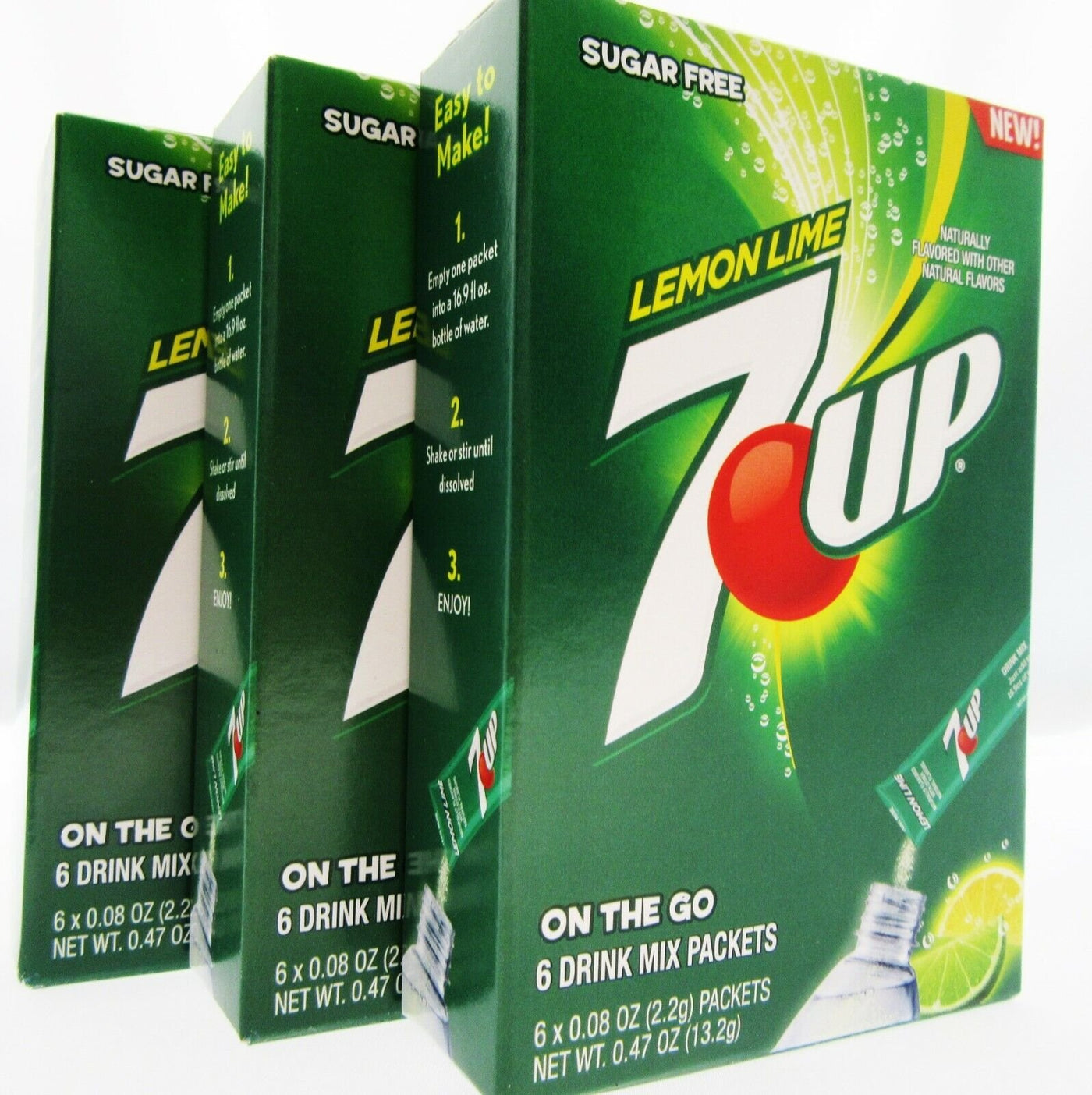 7up Lemon Lime ~ Packets ~ Sugar Free ~ Drink Mix ~ Lot of 3