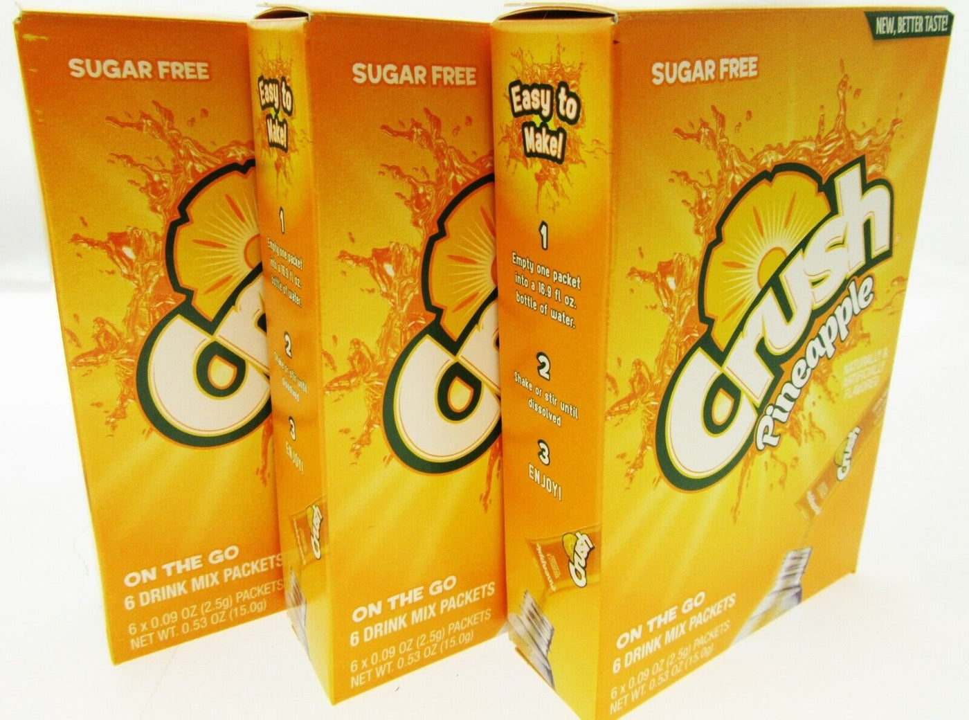 Pineapple Crush ~ Packets ~ Sugar Free ~ Drink Mix ~ Lot of 3
