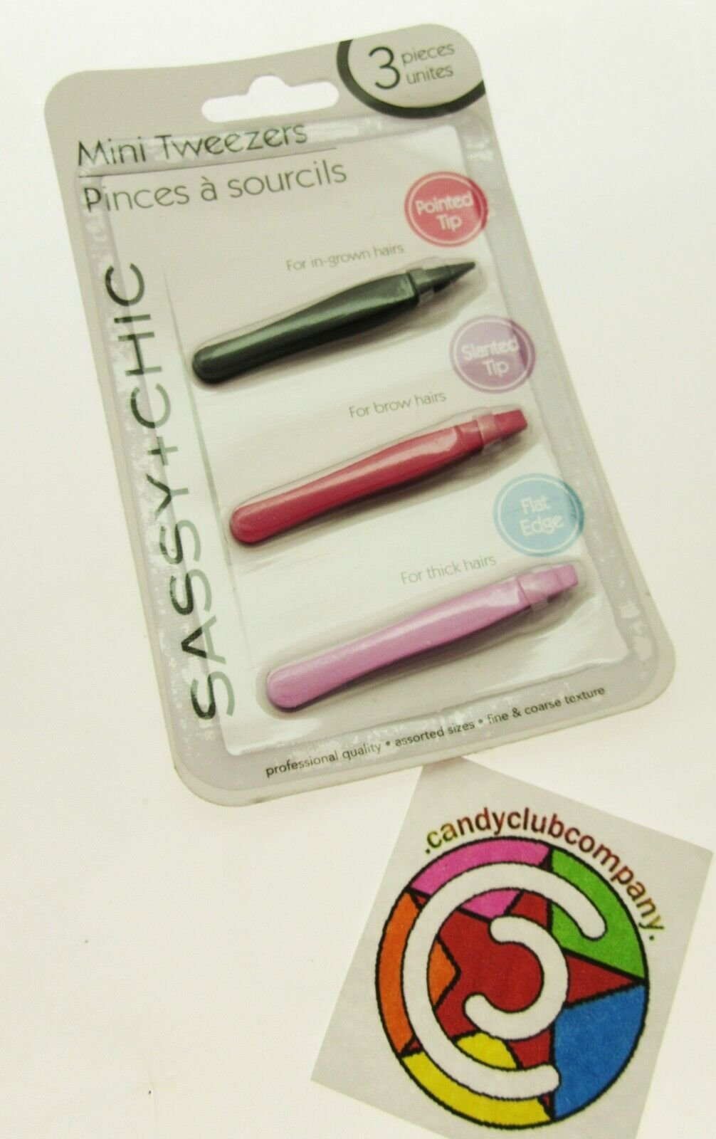 Mini tweezers ~ Sassy & Chic ~ 3pc set For In-Grown Brow & Thick Hairs Hair