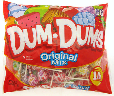 Dum Dums~ Original Pops ~ Lolipop Suckers Candy ~ 1 Lb Bag