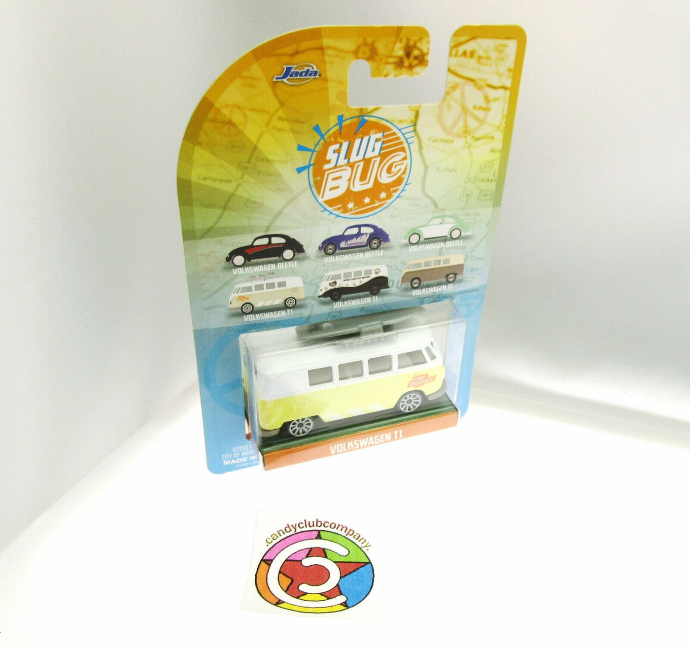 VW T1 Van ~ Punch Buggy ~ Yellow with Surfboard ~ 1:59 Scale