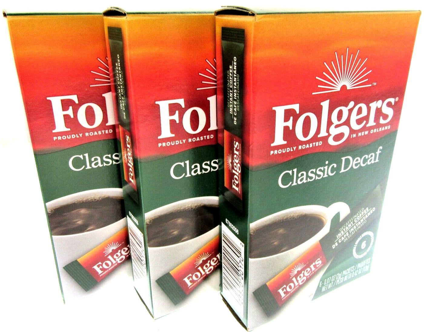 Folgers Instant Coffee ~ 6 Single Packets ~ Classic DECAF ~ Lot of 3