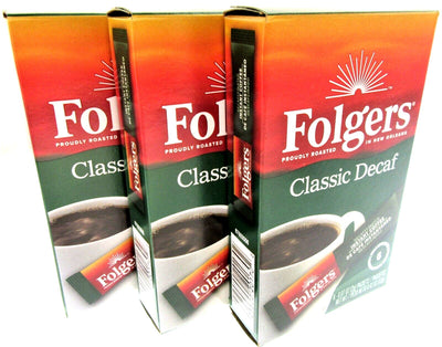 Folgers Instant Coffee ~ 6 Single Packets ~ Classic DECAF ~ Lot of 3