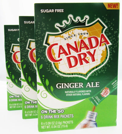 Canada Dry Ginger Ale ~ Packets ~ Sugar Free ~ Drink Mix ~ Lot of 3