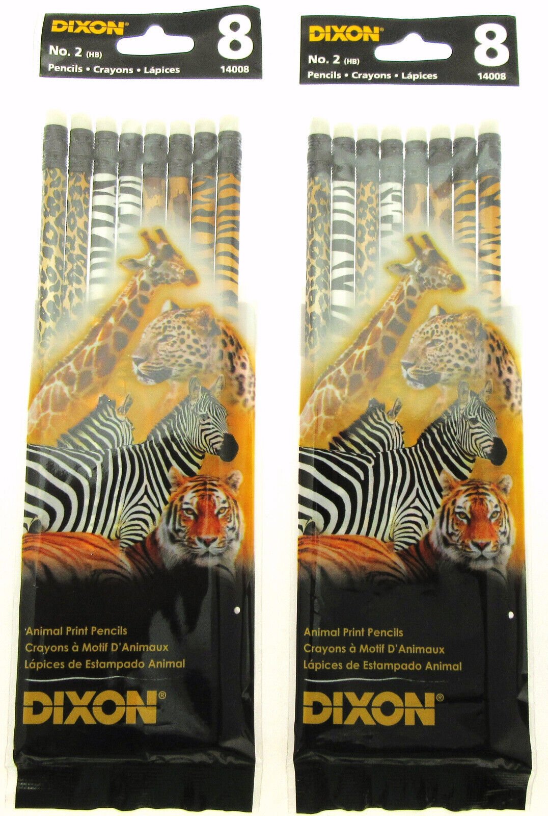 8 Animal Print Pencils ~ Dixon ~ Lot of 2