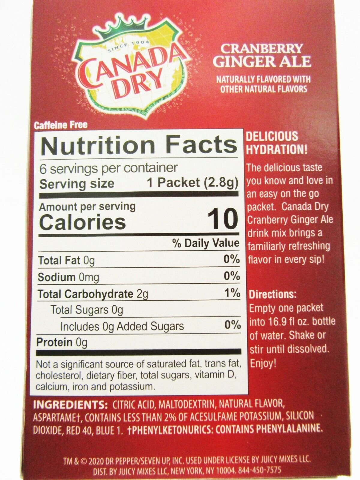 Canada Dry Cranberry Ginger Ale ~ Packets ~ Sugar Free ~ Drink Mix ~ Lot of 3