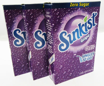 Sunkist Grape ~ Packets ~ Zero Sugar Free ~ Drink Mix ~ 3 Boxes