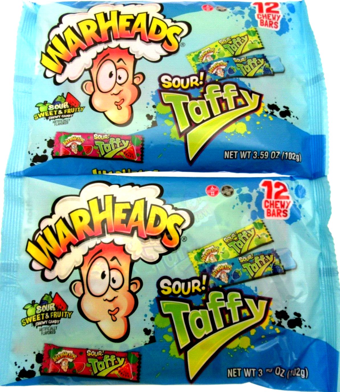 NEW! Warheads ~ Sour Taffy ~ 3.59oz Bag ~ Lot of 2