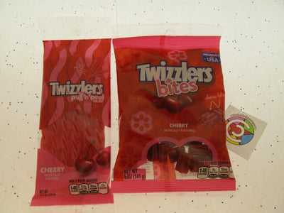 Twizzlers Lot of 2 Cherry Pull N Peel & Bites Candy Chewy Licorice Candies Sweet