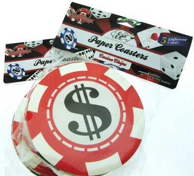 Casino Chips Paper Coasters 50ct