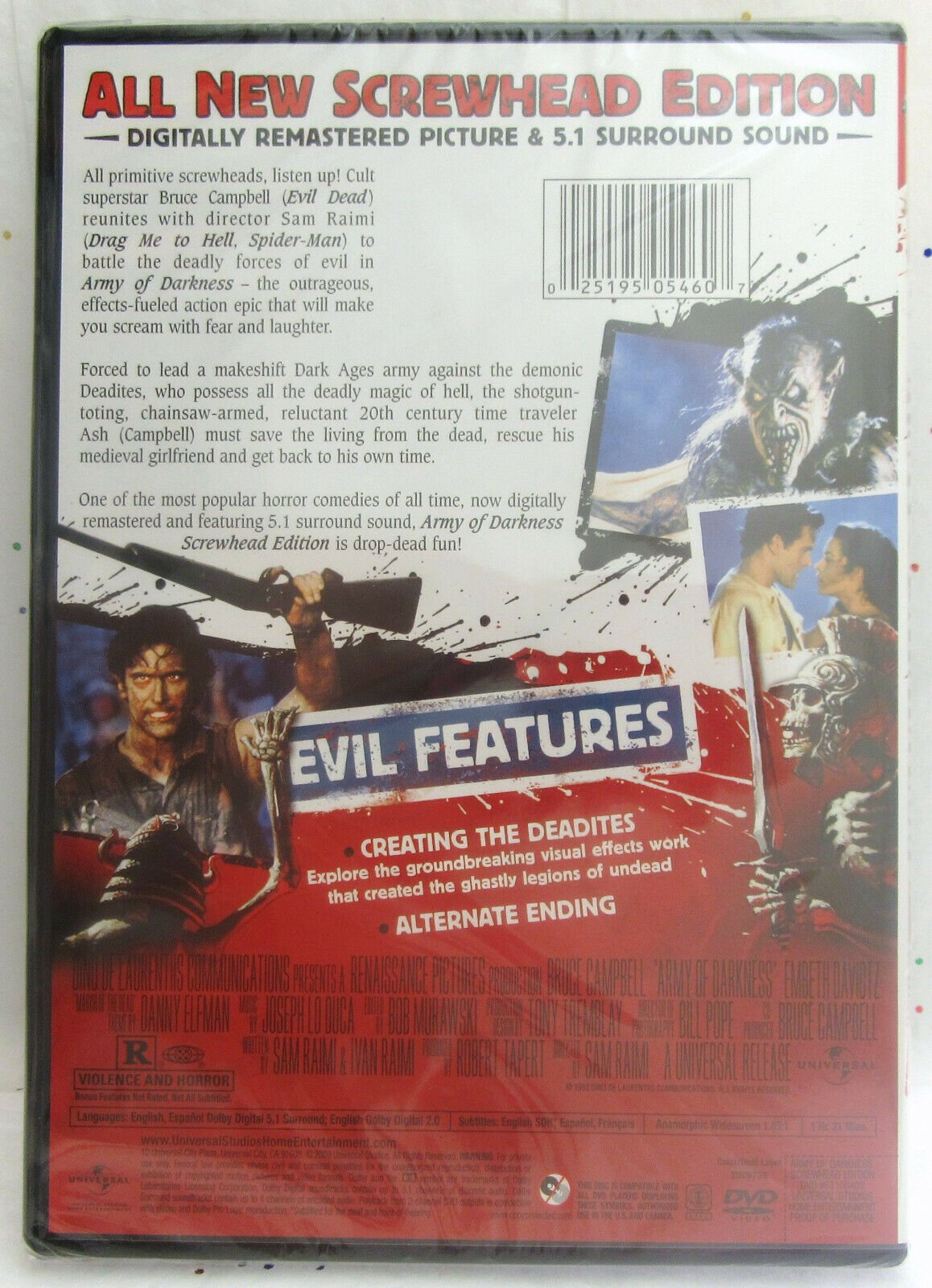 Army of Darkness ~ 1993 ~ Screwhead Edition ~ Bruce Campbell ~ Movie ~ New DVD