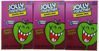 Jolly Rancher Singles Water Drink Mix ~ Sugar Free ~ 3 Boxes Green Apple