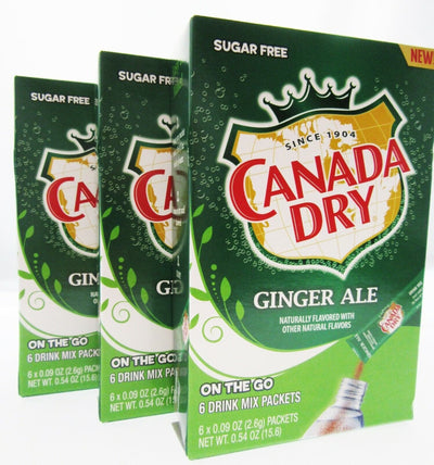 Canada Dry Ginger Ale ~ Packets ~ Sugar Free ~ Drink Mix ~ Lot of 3