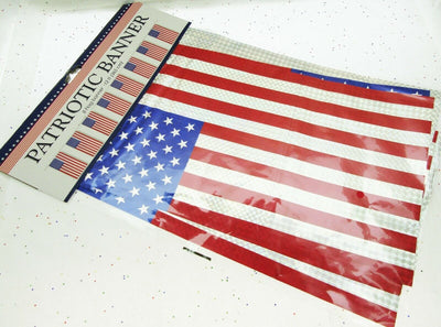 Patriotic Bunting 8 Flag Banner ~ Red White Blue Stars Memorial Veterans July 4E