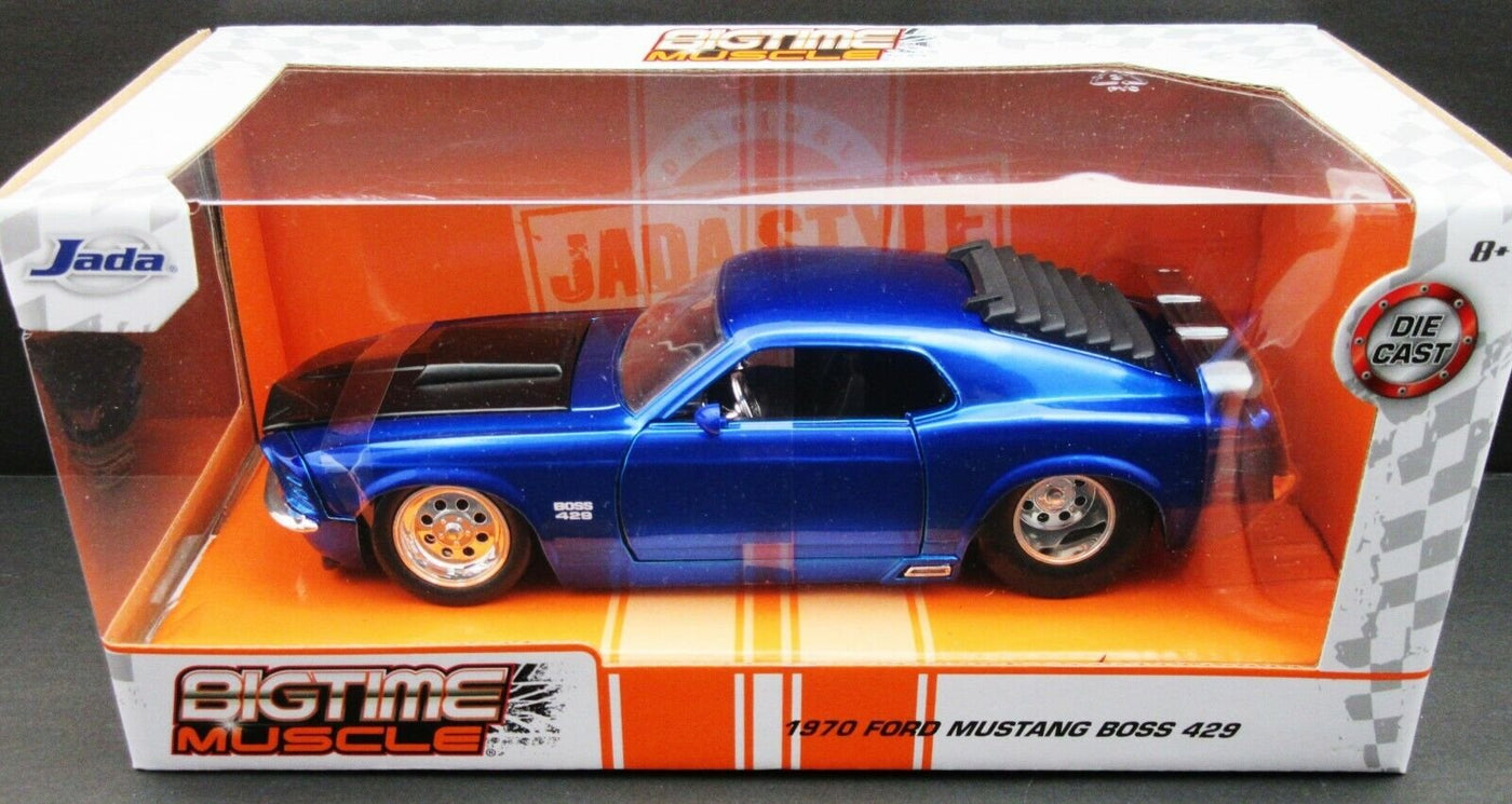 1970 Ford Mustang Boss 429 ~ Die Cast Car ~ Big Muscle ~ BLUE ~ 1:24