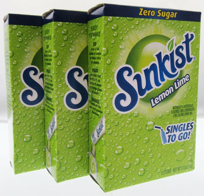 Sunkist Lemon Lime ~ Packets ~ Zero Sugar Free ~ Drink Mix ~ 3 Boxes