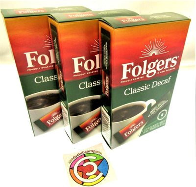 Folgers Instant Coffee ~ 6 Single Packets ~ Classic DECAF ~ Lot of 3