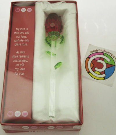 Glass Rose with Poem Valentine Valentines Day Gift Message ~ Red