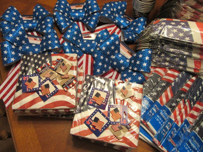 Huge Lot of Patriot Party Supplies Table Setting Picnic Flag