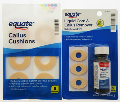 Equate Liquid Corn & Callus Remover & 6 Callus Cushions Foot Feet Care