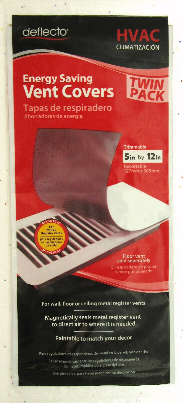 Vent Covers ~ Twin Pack ~ Energy Saving ~ Magnetic ~ 5" x 12" ~ White