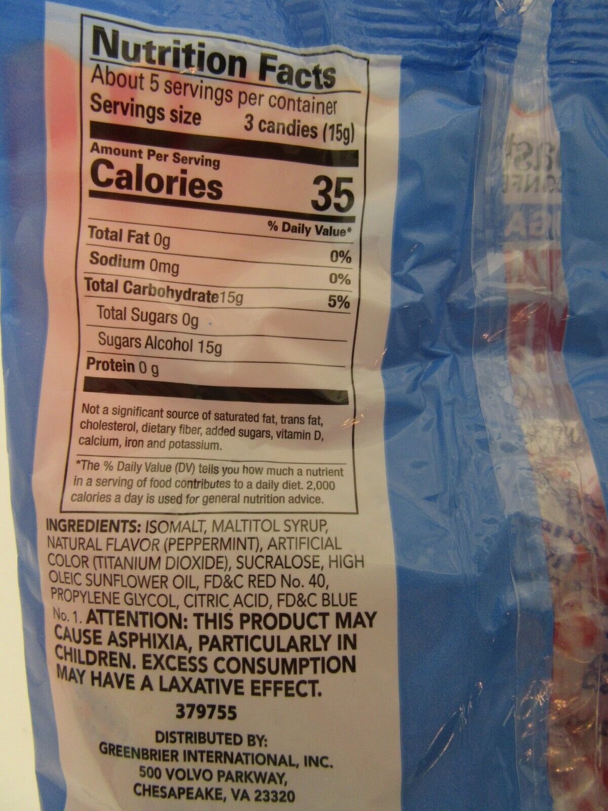 Peppermint Sugar Free Coastal Bay Hard Candy 2.75oz bag Lot of 2