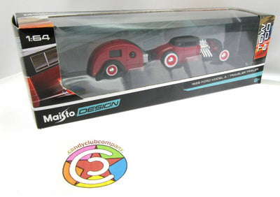 Maisto Die Cast ~ 1929 Ford Model A & Travel Trailer ~ 1:64 Scale