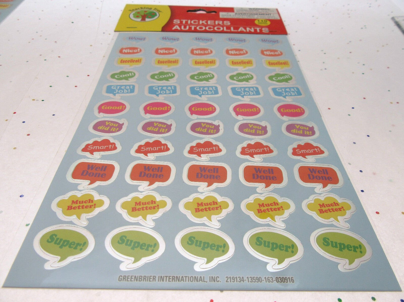 Stickers ~ Fun Expressional Positive acknowledgment ~ 110 count ~ Lot of 2