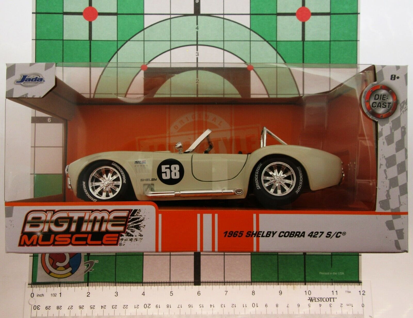 1965 Shelby Cobra 427 S/C ~ Ivory ~ Metal Die Cast Car ~ BIGTIME MUSCLE ~ 1:24