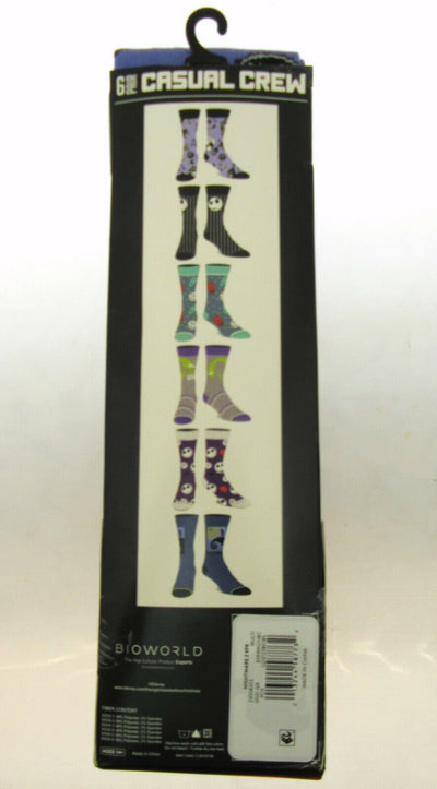 Nighmare Before Christmas Socks ~ Fits Shoe Size 8-12 ~ Casual Crew ~ 6 Pair