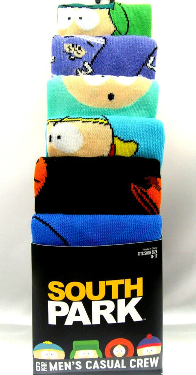 South Park Socks ~ Fits Shoe Size 8-12 ~ Casual Crew ~ 6 Pair