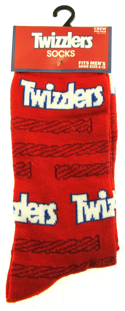 One Pair of Twizzlers Crew Socks for Men Shoe Sizes 6 - 12