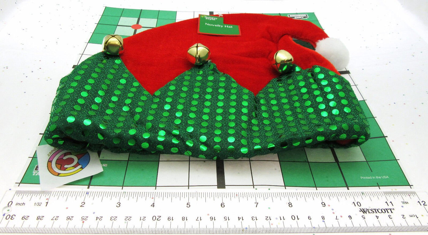 Holiday Elf Hat ~ Fluffy Green and Red ~ Happy Holidays ~ Seasonal ~ Bells