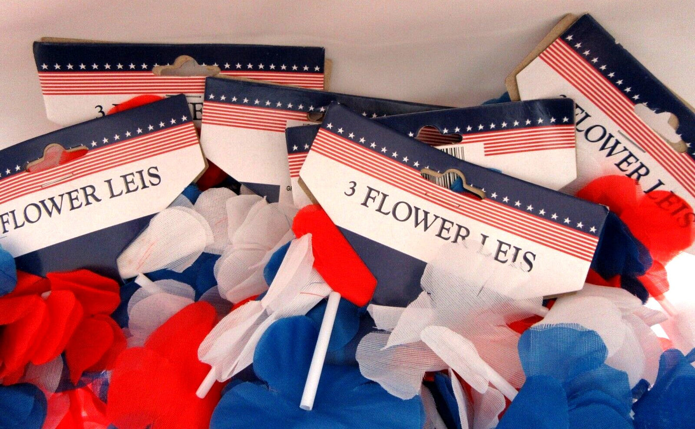 lot of six Patriot Leis red white blue