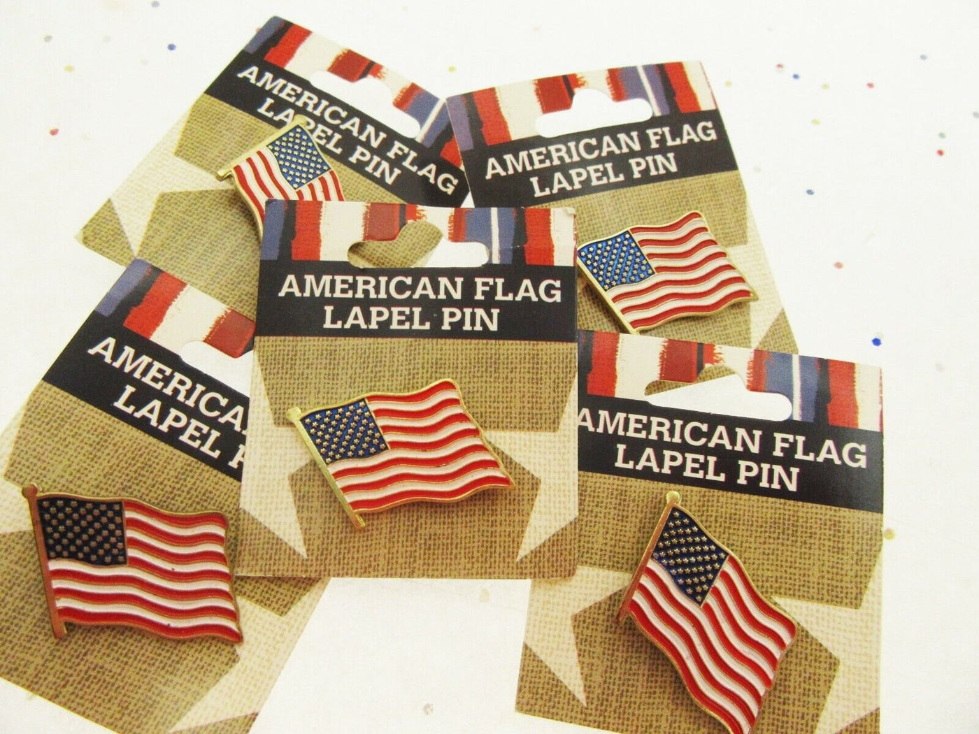 5 American Flag Lapel Pins Red White Blue Patriot Holiday Memorial Veterans July