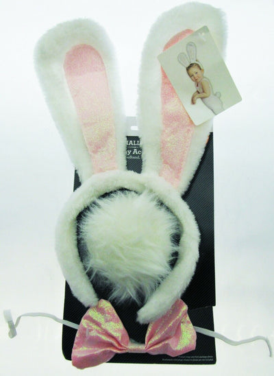 3 pc Bunny Accessory Kit Costume ~ Rabbit Ears Bow Tie Tail ~ Halloween