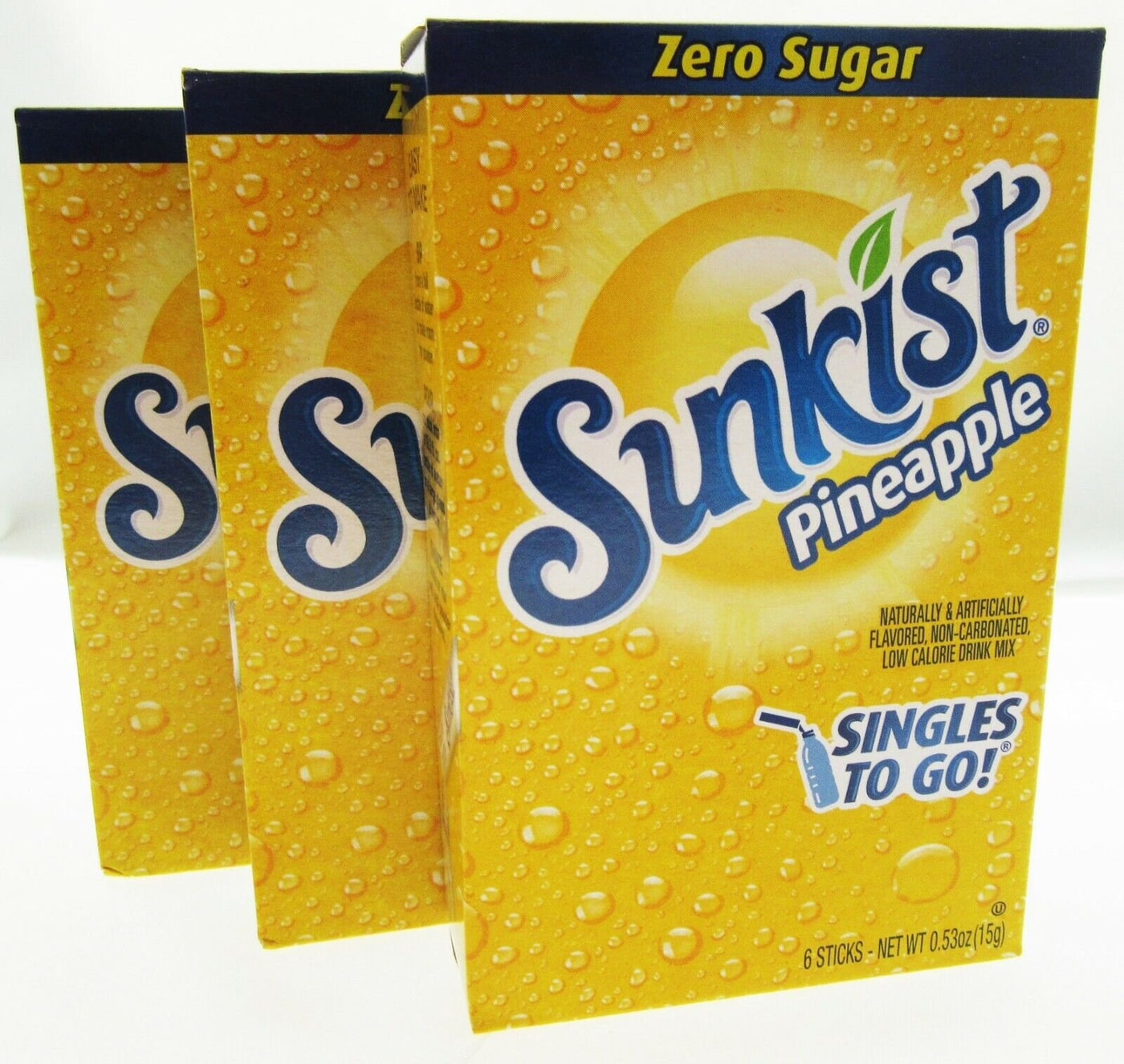 Sunkist Pineapple ~ Packets ~ Zero Sugar Free ~ Drink Mix ~ 3 Boxes