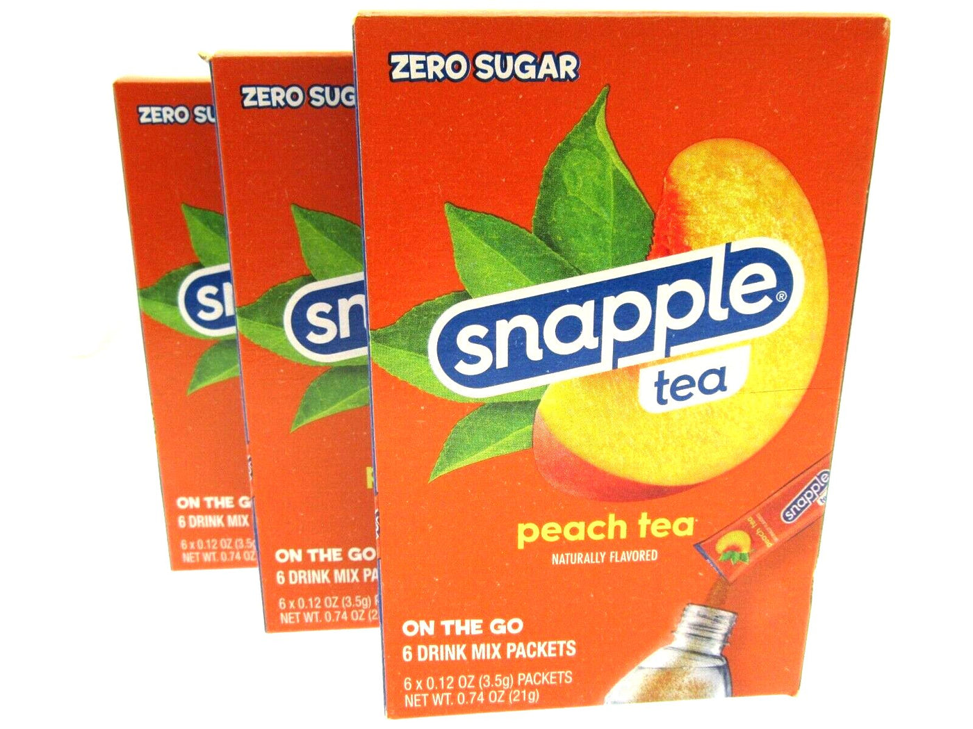 Snapple Peach Tea ~ 6 Packets ~ Low Calorie ~ Drink Mix ~ Lot of 3